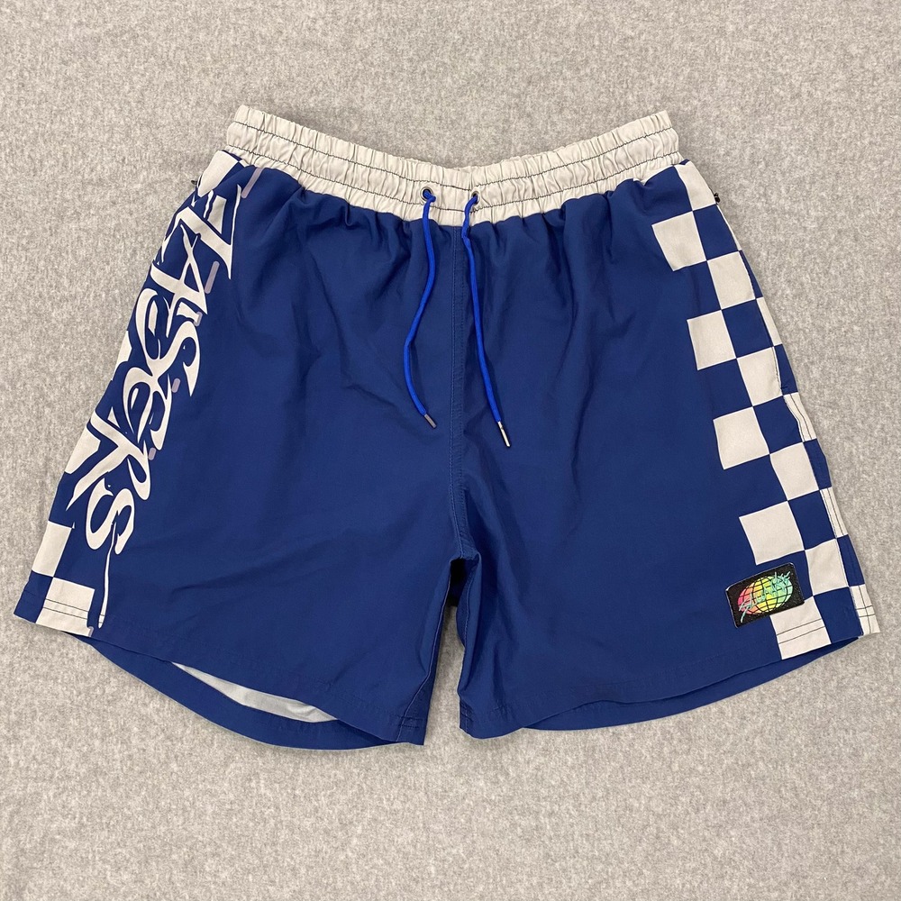 Slunks Shorts Mens L Blue Lined 5.5"